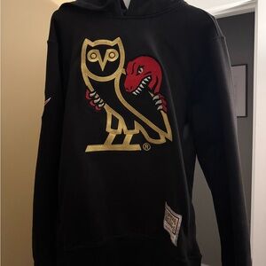 Ovo® x Mitchell and Ness 95 Raptors Og Owl Hoodie Black - Size Large